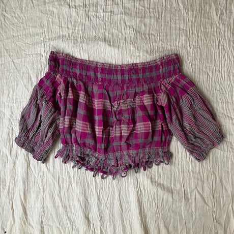Off shoulder short tops /purple pink