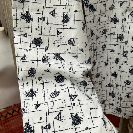 Vintage Printed Relaxed Pants / White×Black