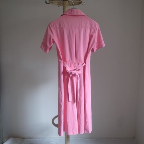 70s Vintage pink shirt dress / Pink