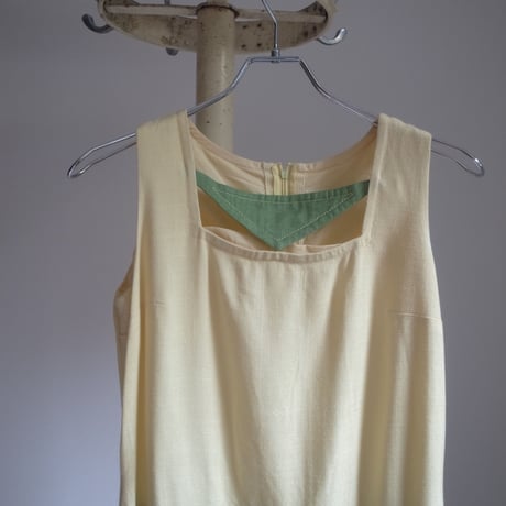 Vintage two tone color dress / Yellow×Green