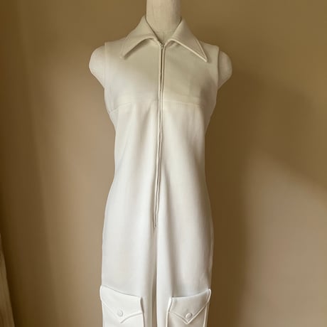 Front Zip Romper / White