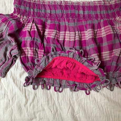 Off shoulder short tops /purple pink