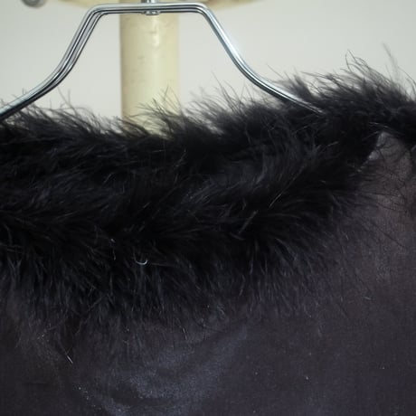 Fur velor top / Gray × Black