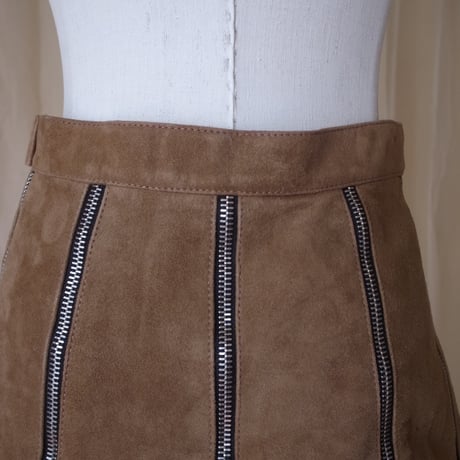 Suede zip skirt(SAINT LAURENT) /brown