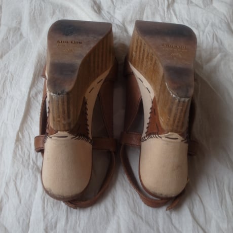 Sandals(MIU MIU) /dark brown ×light beige