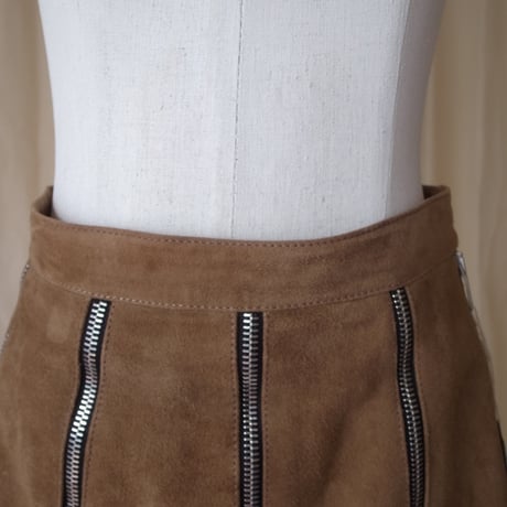 Suede zip skirt(SAINT LAURENT) /brown