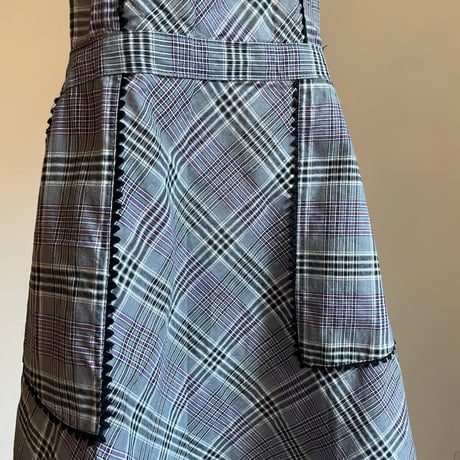 Vintage apron / gray × purple