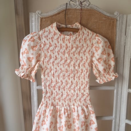 Puff Sleeve Printed dress / Terracotta Orange