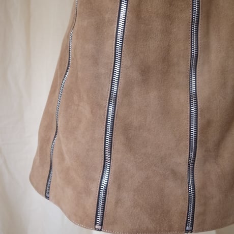 Suede zip skirt(SAINT LAURENT) /brown