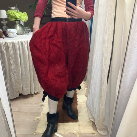Vintage Wool Pumpkin Pants / Red×Black