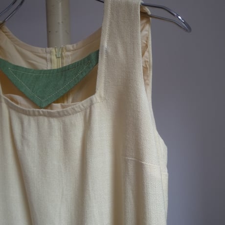 Vintage two tone color dress / Yellow×Green