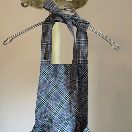 Vintage apron / gray × purple