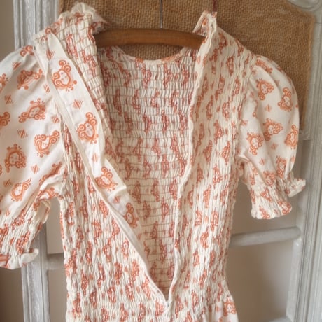 Puff Sleeve Printed dress / Terracotta Orange