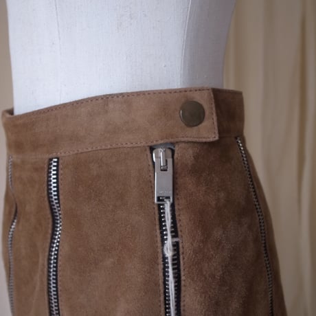 Suede zip skirt(SAINT LAURENT) /brown