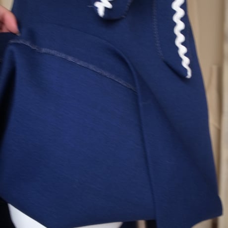 Frills dress /dark blue×white