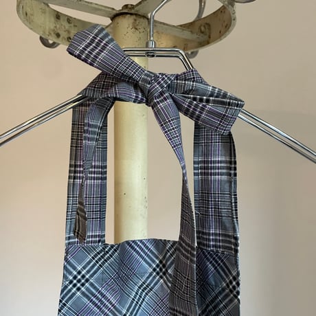 Vintage apron / gray × purple