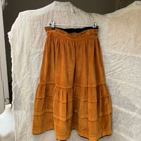 Vintage Corduroy Frill Skirt / Mustard Yellow×Black