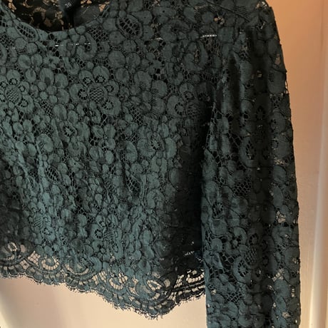 Lace Short-length Top / Black
