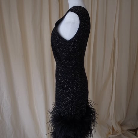 Vintage fur dress /black
