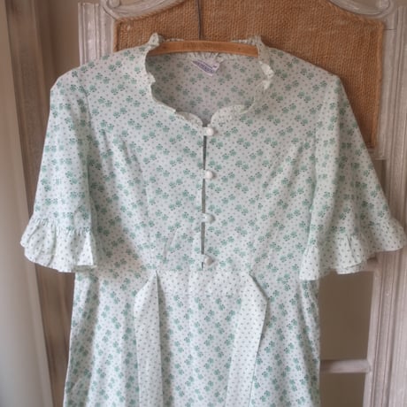 Flower Print Dress / Mint Green