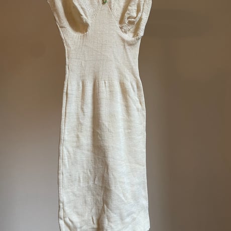 Vintage Knit Mini Dress/Beige