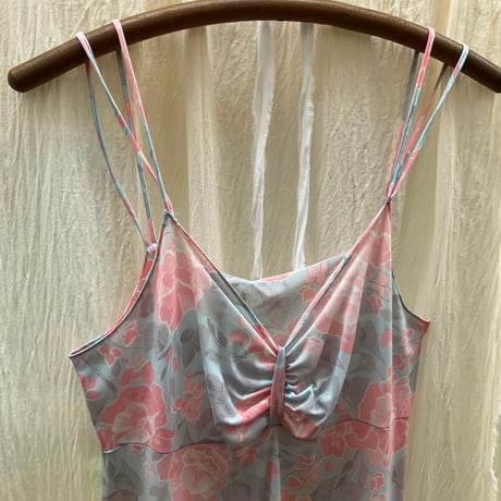 Flower Print Camisole Dress / Pink×Light blue