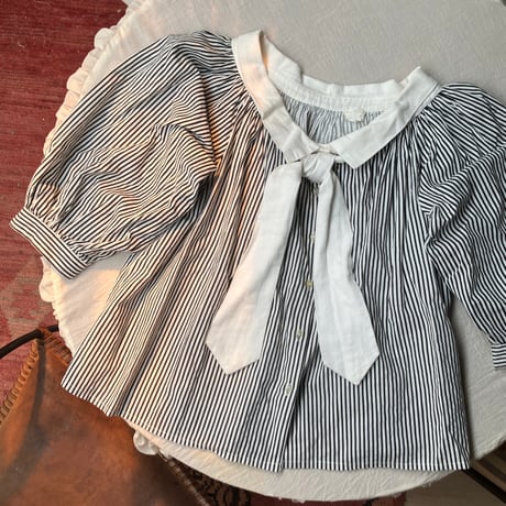 Ribbon stripe shirt /Black