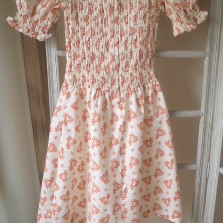 Puff Sleeve Printed dress / Terracotta Orange