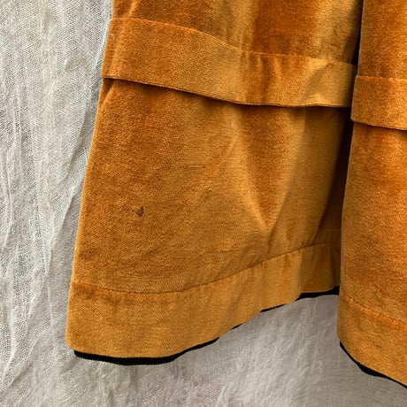 Vintage Corduroy Frill Skirt / Mustard Yellow×Black