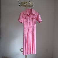 70s Vintage pink shirt dress / Pink
