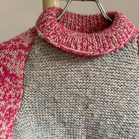 Vintage two tone knit/pink × gray
