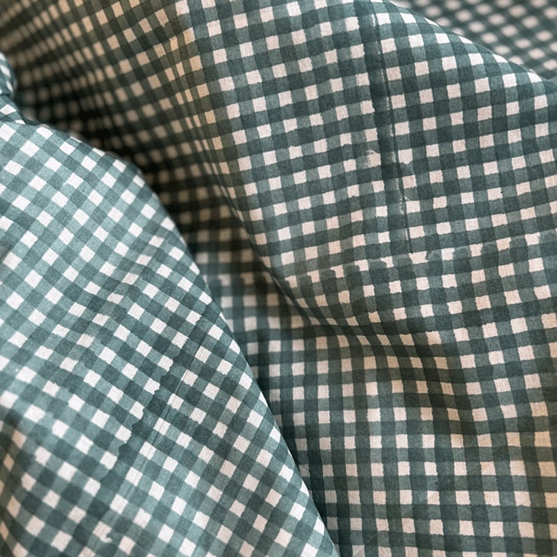 ハンドブロックプリント ホワイト チェック柄 | fond of fabrics