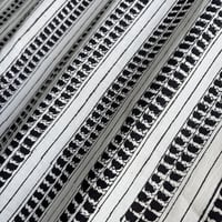 ハンドブロックプリント　ホワイト　ブラック　ストライプ　サンガネール