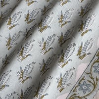 ハンドブロックプリント　ミントグリーン　オリーブグリーン　ライトブルー　ブラック　片耳付き