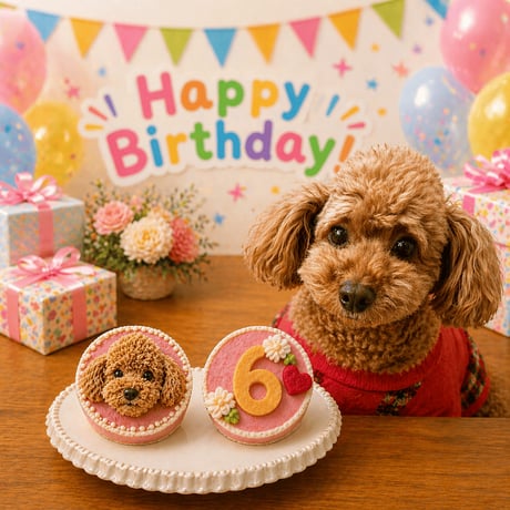似顔絵誕生日ケーキ 犬用肉と野菜のケーキ グルテンフリー 砂糖 着色料 不使用 （ペット用）