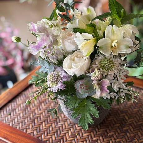 Rustic Haze Memorial Arrangement　-優しい色合いのお供え用アレンジメント-