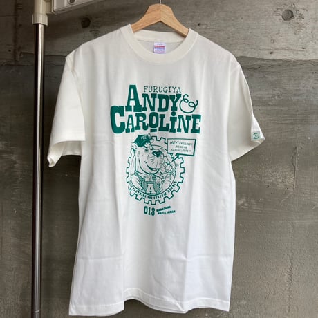 オリジナルプリントTシャツ　バニラホワイト×緑プリント