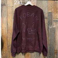 ゆる刺繍後染めスウェット　古着リメイク　古着スウェット　猫に小判　2XL   4XL