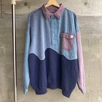 古着リメイク『ピエロシャツ』マルチ×紺