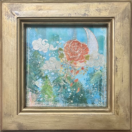 メイ　直筆絵画ハンドクラフトフレーム＆薔薇のランプ　2点おまとめ 絵画の通販、購入ならFROM ARTIST/作品名：頭の中の枯れた薔薇。/作家