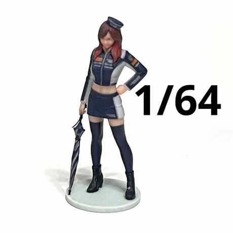 1/64 フィギュア　レースクイーン青　傘付き　ミニカーに　トミカに　ジオラマ