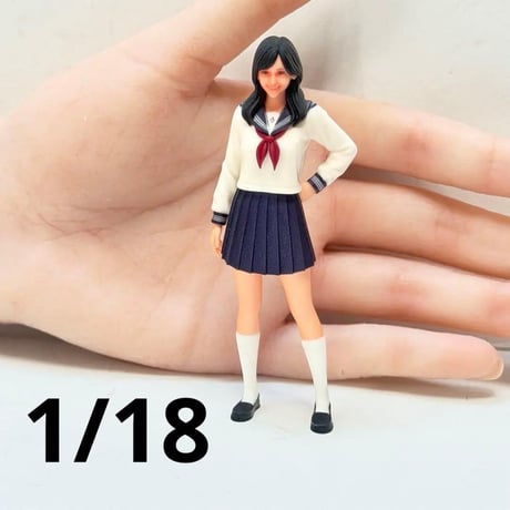1/18 女子高生　フィギュア セーラー服　完成品　ミニカーに　リアルフィギュア　塗装済み完成品　ミニチュアイメージ
