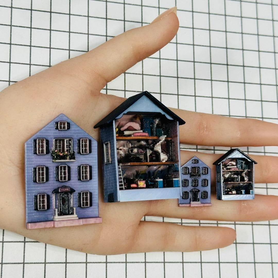 ミニチュア ミニミニドールハウス2個 ドールハウス 完成品