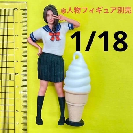 1/18 ソフトクリーム看板　ミニチュア　フィギュアに　ドールハウスに　ミニチュアイメージ　キッチンカーに