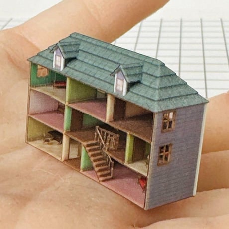 ミニチュア　ドールハウス　完成品　住宅模型　フィギュア　1/64より小
