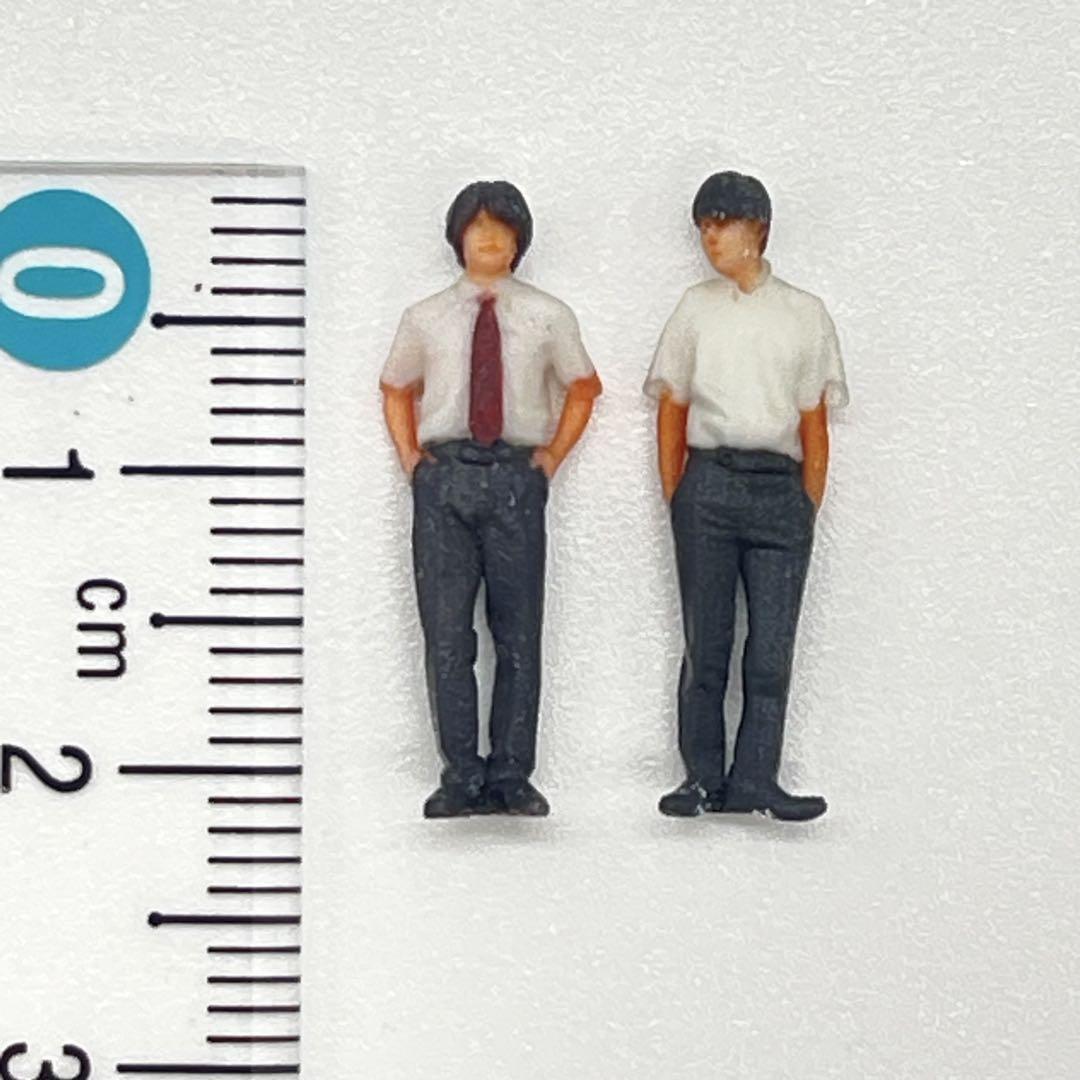 HOゲージ 男子学生 フィギュア2体 ミニチュア 1/64より小 鉄道模型
