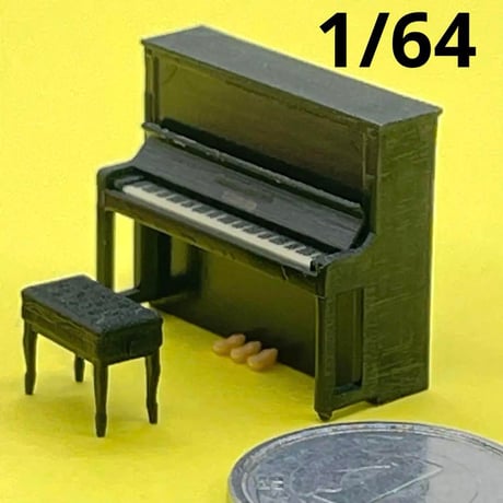 1/64 ピアノ　椅子付き　ミニチュア　フィギュアに　完成品　ジオラマ　ミニチュアイメージ　３D