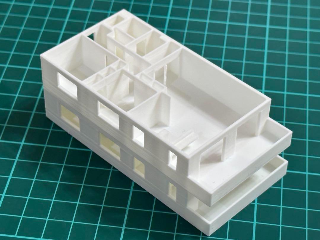 Nゲージ☆マンション2軒☆鉄道模型☆住宅模型☆フィギュアに☆1/64より