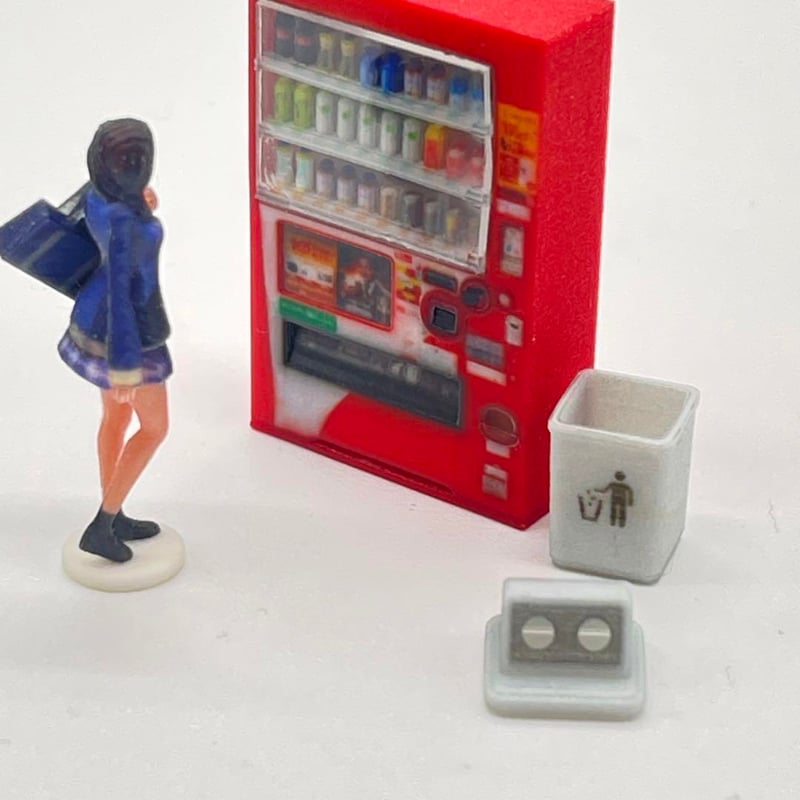 1/43 立体自販機　空き缶入れ　ベンチ　ミニチュア　フィギュア　1/64より大 1/43 立体自販機 空き缶入れ ベンチ ミニチュア フィギュア 1/64