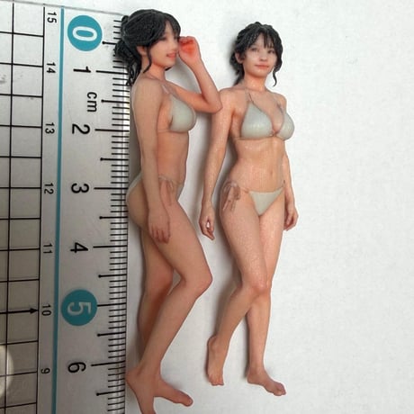 1/24 フィギュア2体　女性　水着　完成品　ミニチュア　1/64より大　3DAーFIG-5435　5436　リアルフィギュア　３Dフィギュア